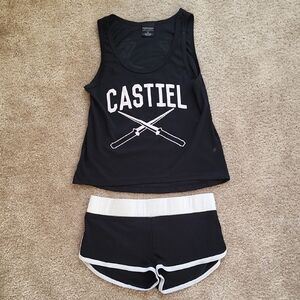 Black and White Tank Top and Shorts Set